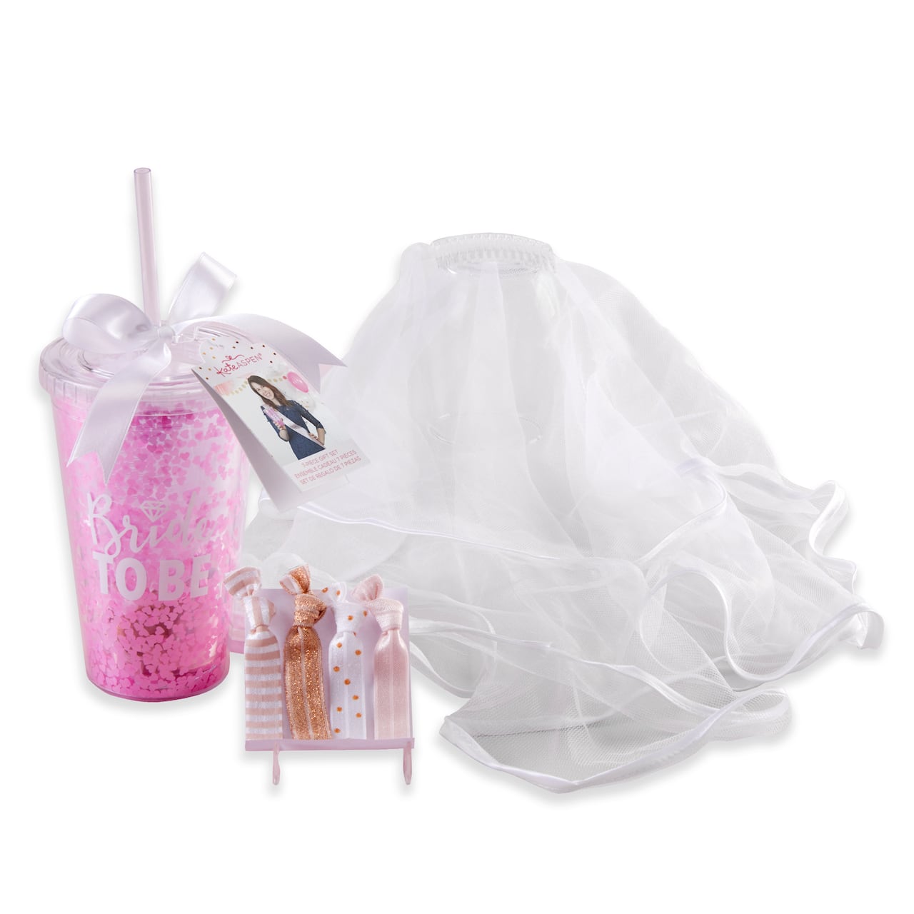 Kate Aspen&#xAE; Bride To Be Bachelorette Gift Set with Veil and Tumbler